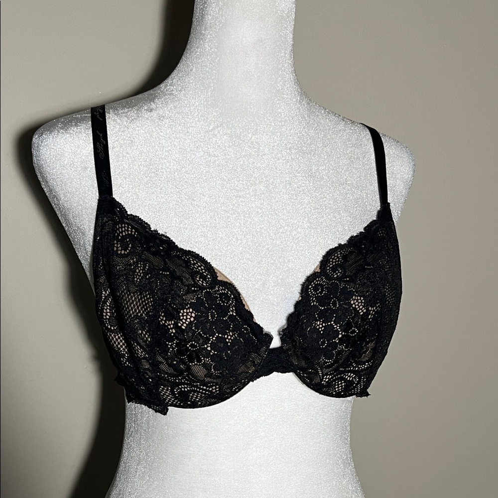 Victoria's Secret Black Floral Lace Bra